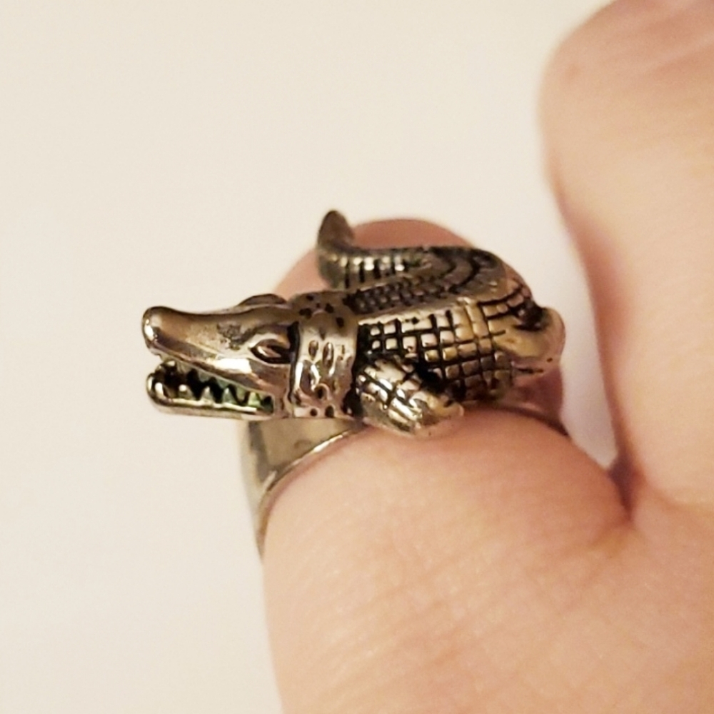 Crocodile 🐊 Silver Tone Adjustable Ring